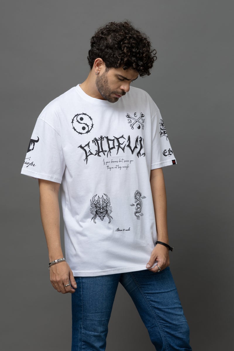 Go Devil White Graphic Printed T-Shirt for Men - Image 3
